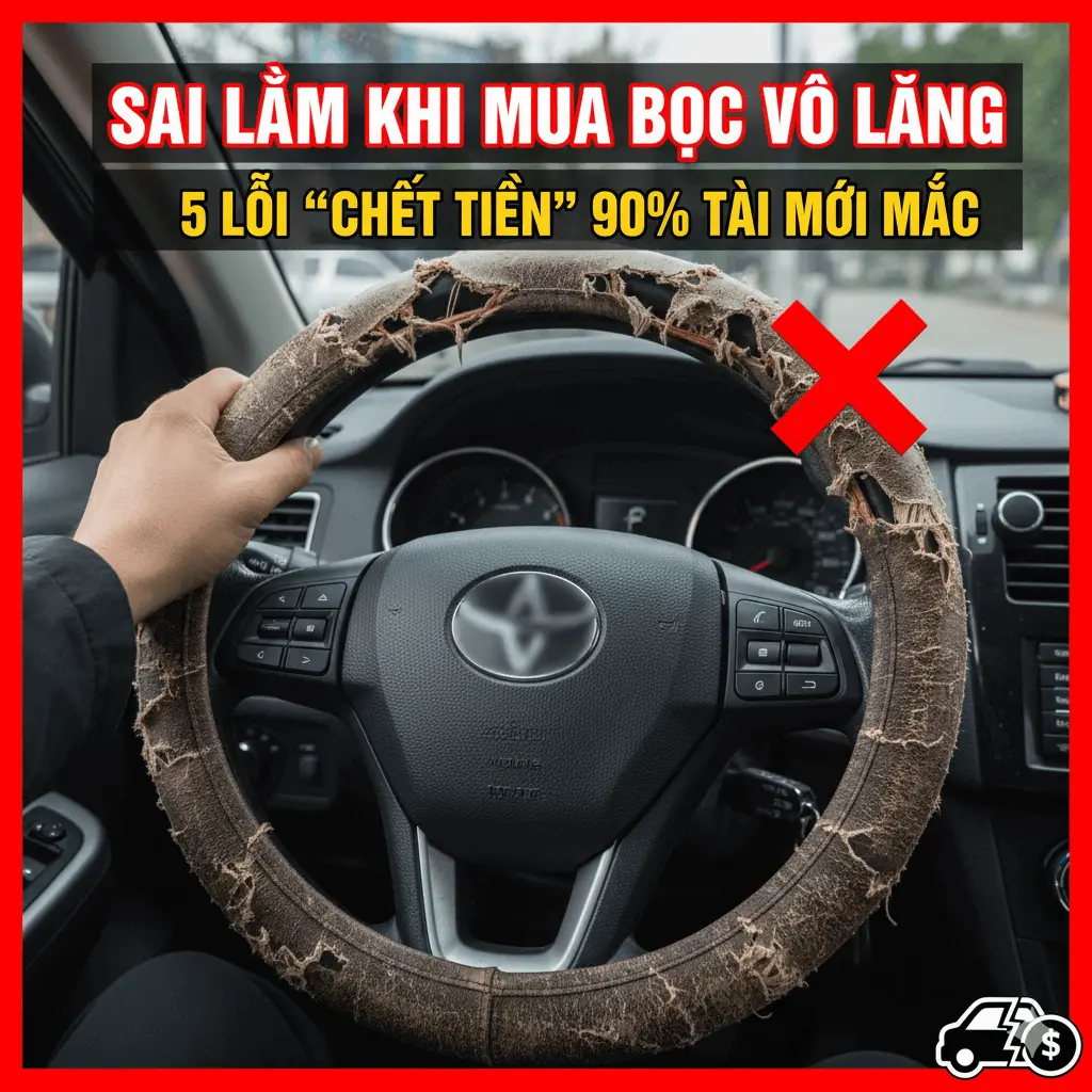 Sai lầm khi mua bọc vô lăng: 5 lỗi “chết tiền” 90% tài mới mắc